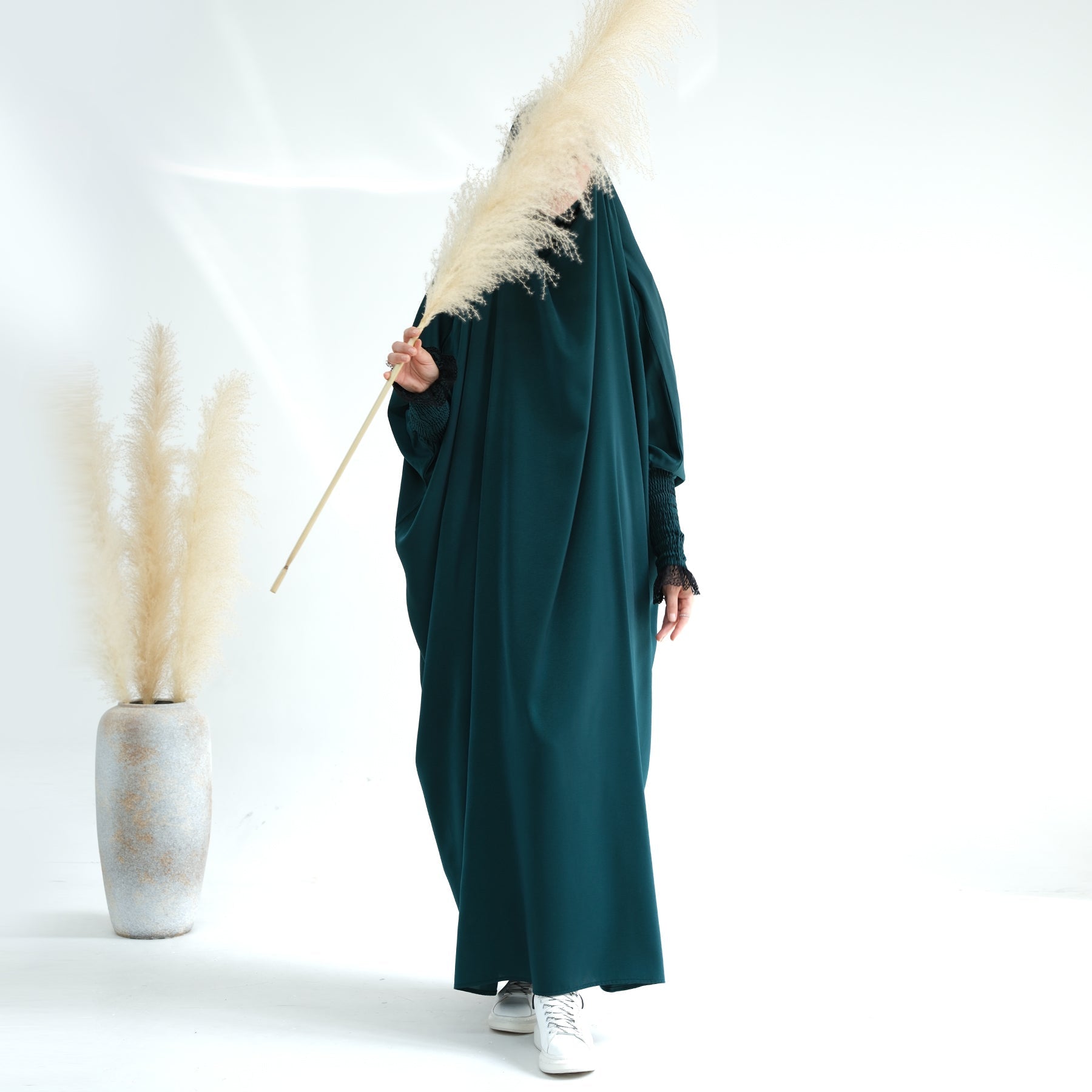 Marwa Satin Jilbab - Dark Emerald Green Hijab for Women | Modest Islamic Prayer Scarf | Perfect for Daily Wear, Mosque & Special Occasions