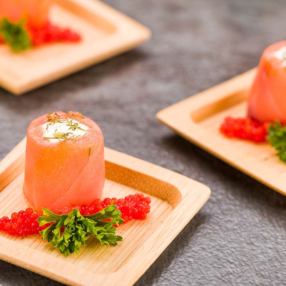 Eco-Friendly 2.5 Inch Bamboo Mini Plates - Set of 100 Square Carved Appetizer Plates for Desserts, Hors d'oeuvres & Bite-Sized Snacks | Perfect for Parties, Catering & Sustainable Dining