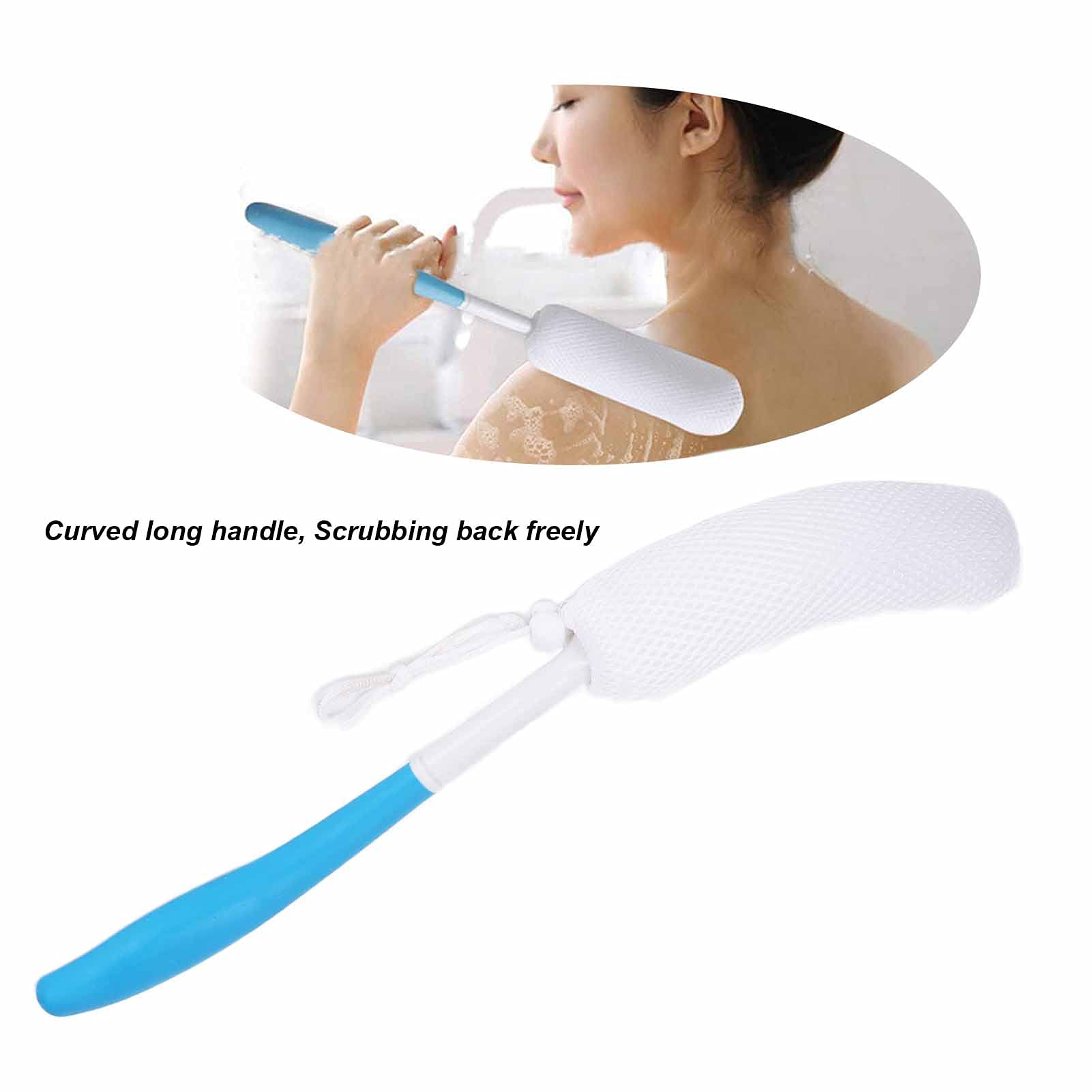 Exfoliating Shower Brush with Long Curved Handle - Soft Sponge Body Scrubber for Deep Cleaning & Skin Renewal - Back Scrub Brush for Men & Women - Perfect for Hard-to-Reach Areas & Spa-Like Bath Experience