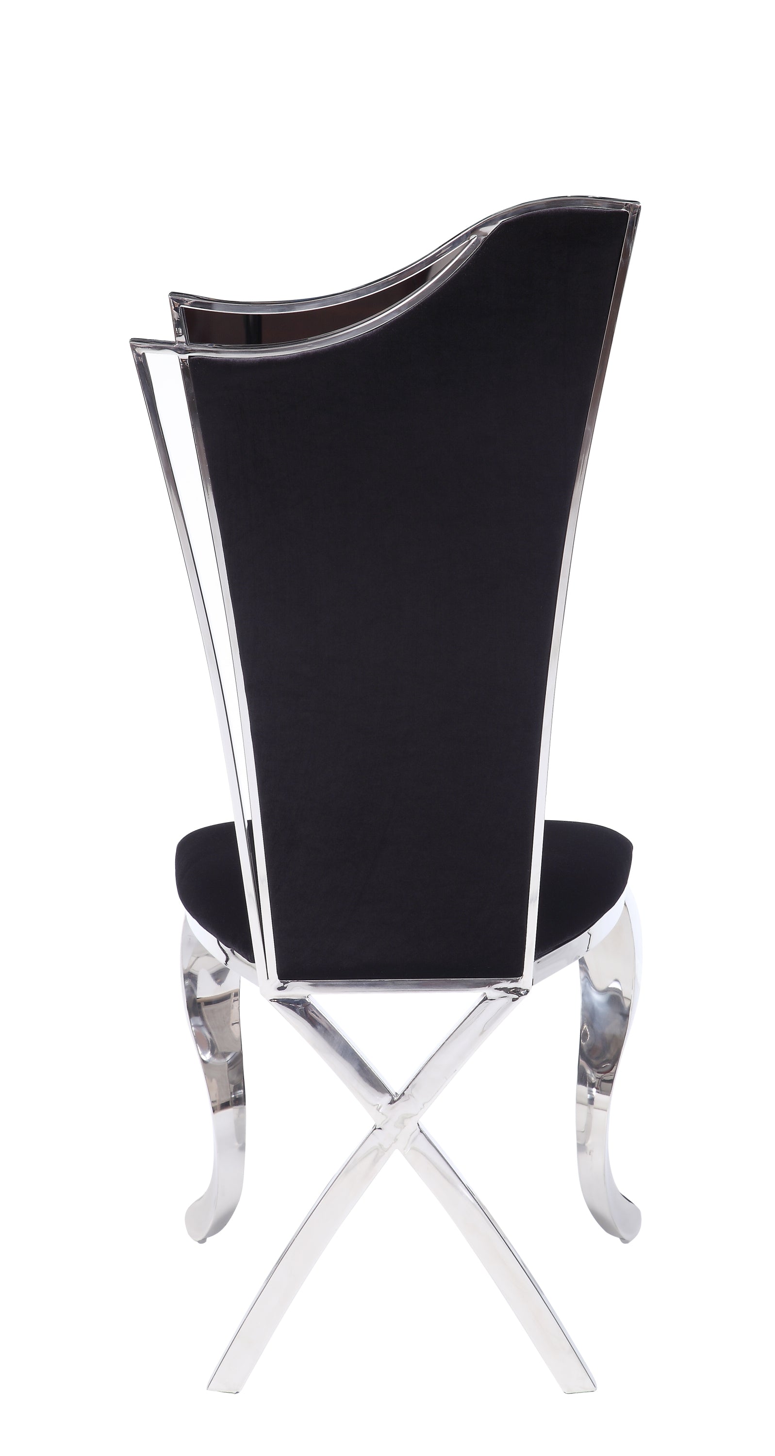 Modern Black & Stainless Steel X-Back Dining Chairs - Set of 2 Contemporary Metal Side Chairs for Kitchen, Dining Room, Office or Outdoor Patio