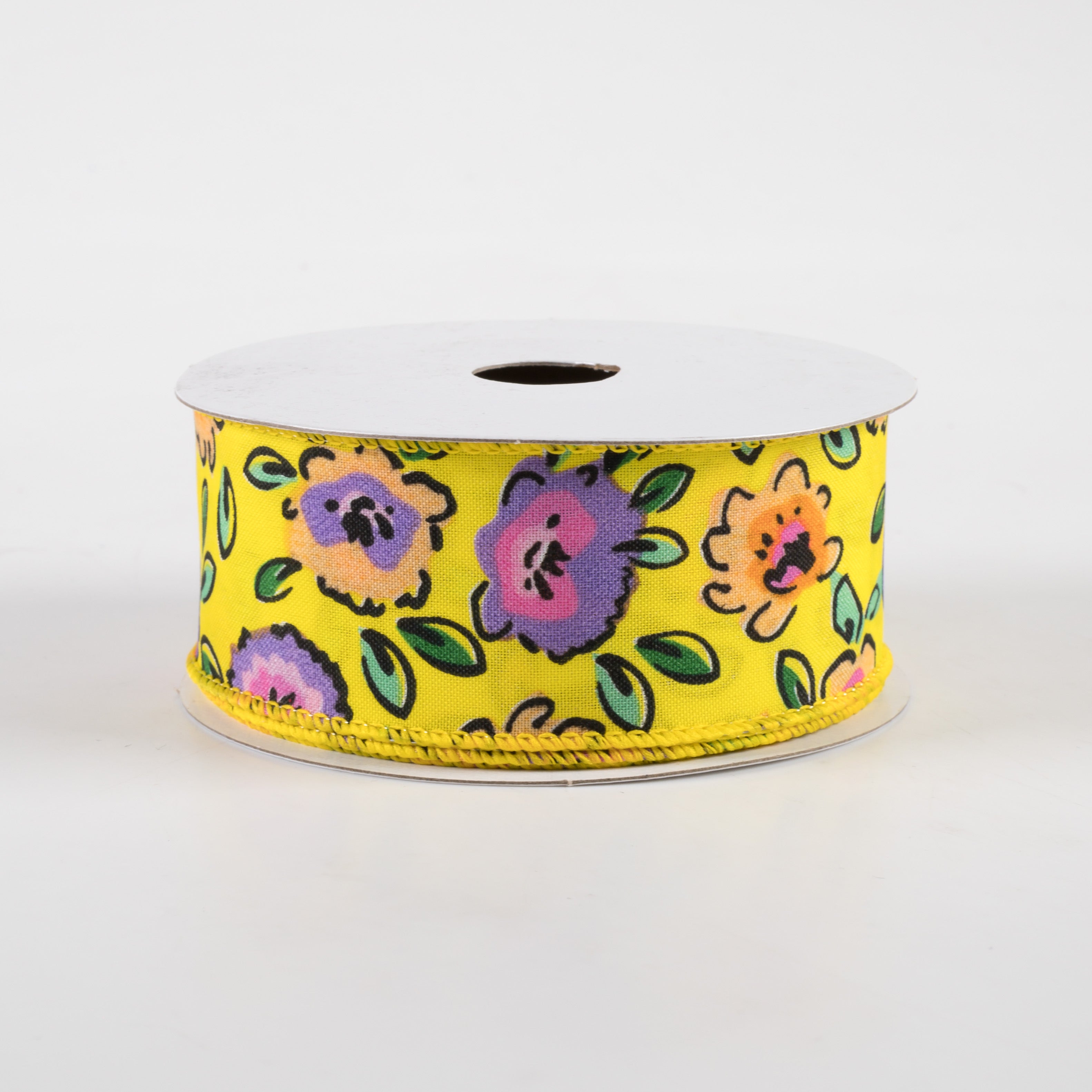 1.5 Inch Electric Flowers Satin Ribbon - Yellow, Purple, Orange (10 Yards) for DIY Crafts, Gift Wrapping, Hair Bows & Party Decorations