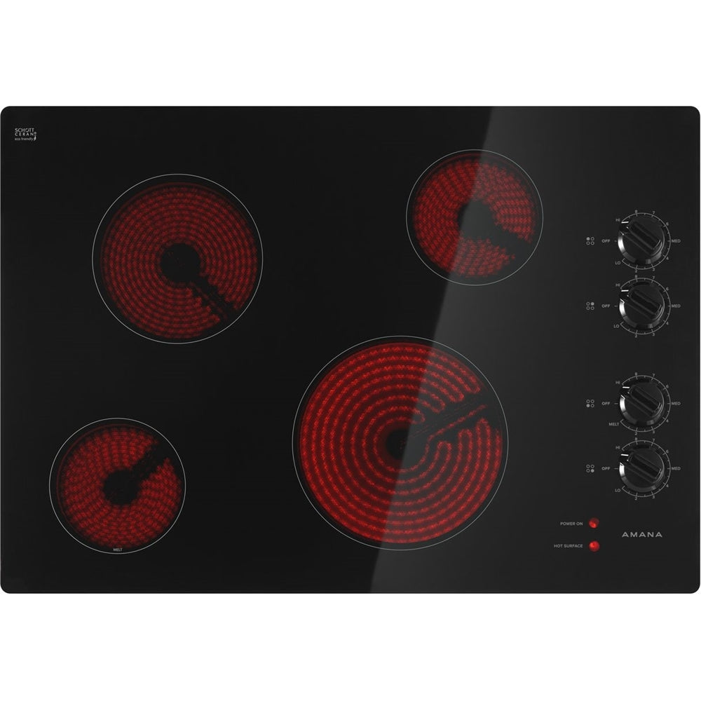 Amana AEC6540KFB 30 Inch Black Electric Cooktop with 5 Burners & Multiple Heat Settings - Perfect for Home Kitchen, Cooking, Baking & Entertaining