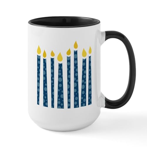 White/Black Inside - Hanukkah Candles Large Mug