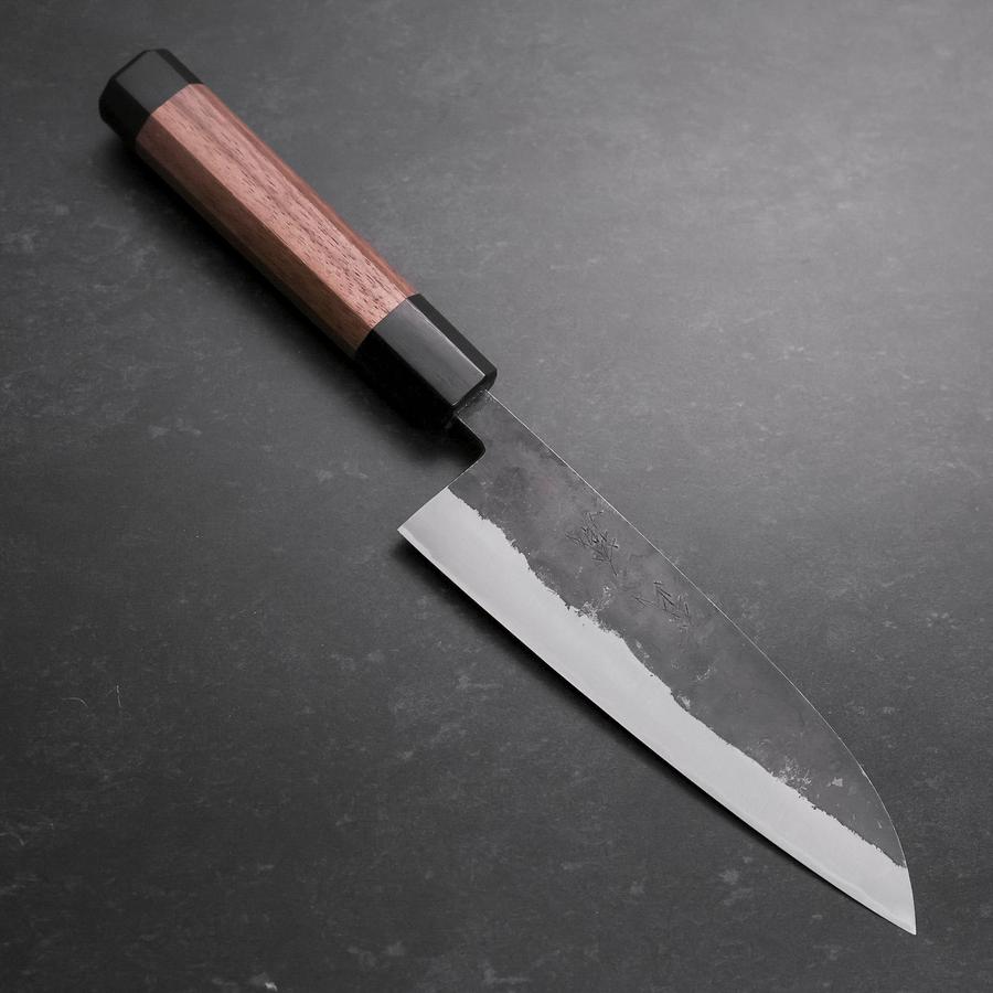 Premium Santoku Knife 165mm - Japanese Blue Steel #2 with Stainless Clad & Walnut Handle - Perfect for Sushi, Vegetables, and Meat Preparation