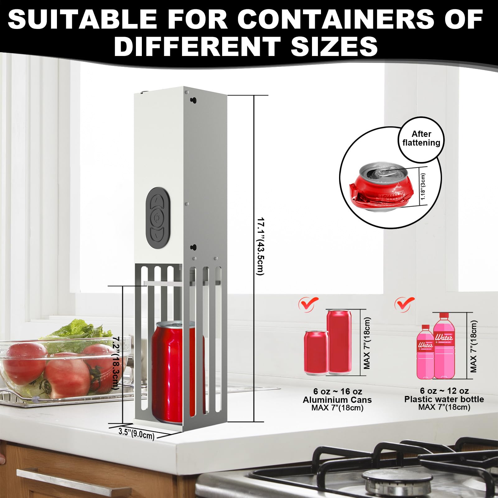 Electric Automatic Can Crusher Wall Mounted - Heavy Duty Can Smasher for 12oz & 16oz Aluminum Cans (Soda, Beer, Seltzer) & Plastic Bottles - Perfect for Recycling, Kitchen, Garage, or Home Bar - Great Housewarming Gift for New Homeowners