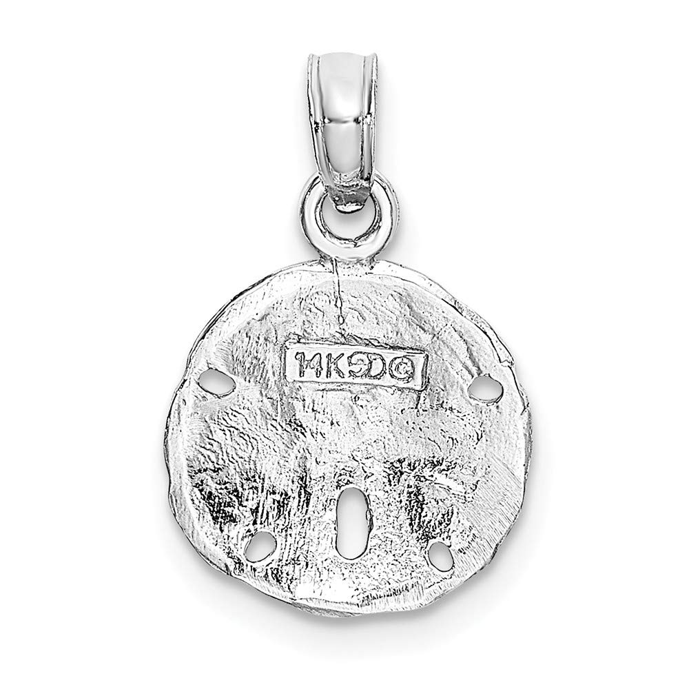 14K White Gold White Sand Dollar High Polish Pendant Necklace - Elegant Beach Jewelry for Women, Perfect for Weddings, Anniversaries & Ocean-Themed Gifts