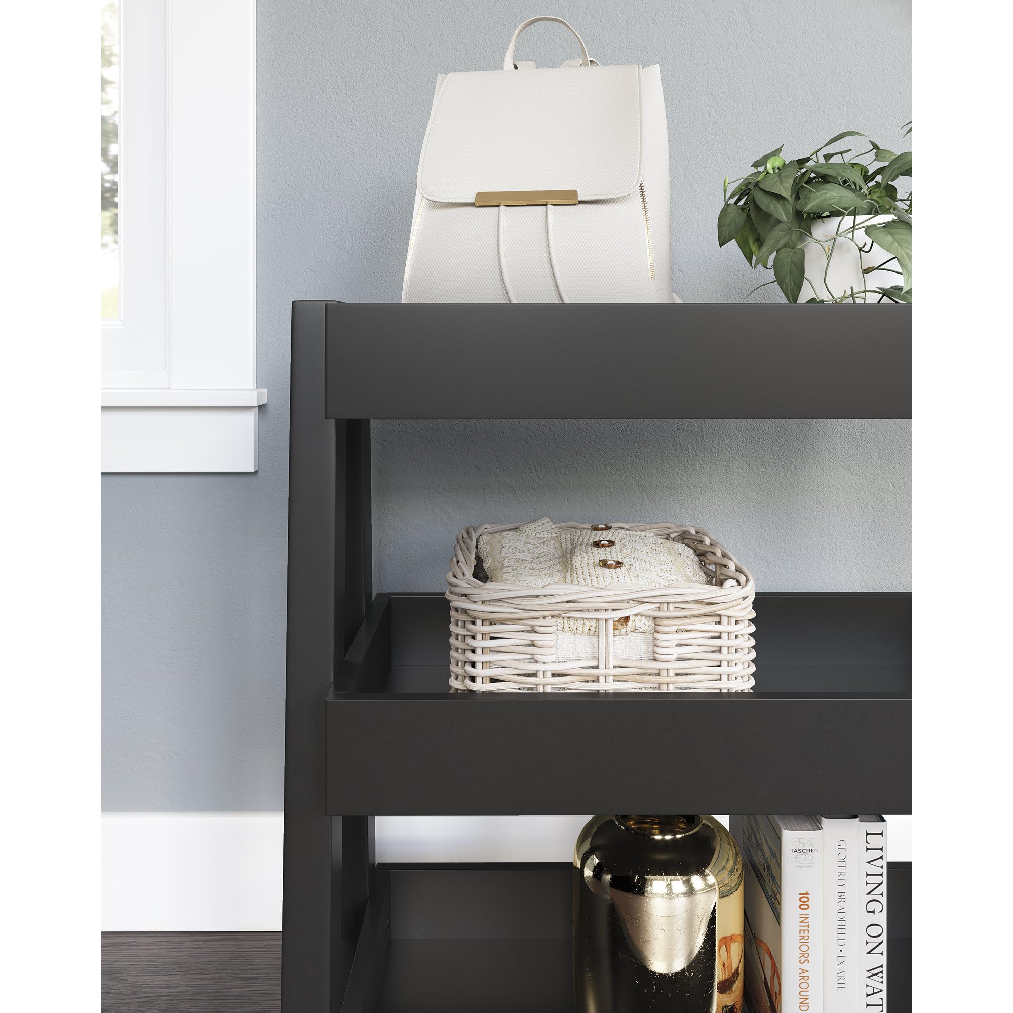 Signature Design by Ashley Blariden Modern Kids' Accent Shelf - Charcoal Gray | Stylish Storage for Bedroom, Playroom & Nursery Decor