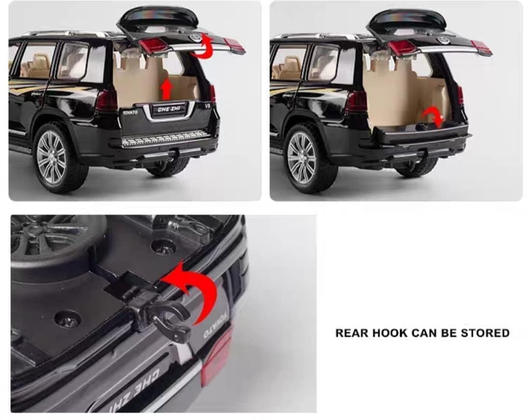 Exegi Enterprise 1:32 Scale Diecast Toyota Land Cruiser Alloy Metal Pull Back Toy Car with Light & Sound - Mini Collectible Model Vehicle for Kids Boys - Perfect Gift for Birthdays & Christmas (3-Pack) - Great for Playtime, Collection Display & Pretend Driving Games