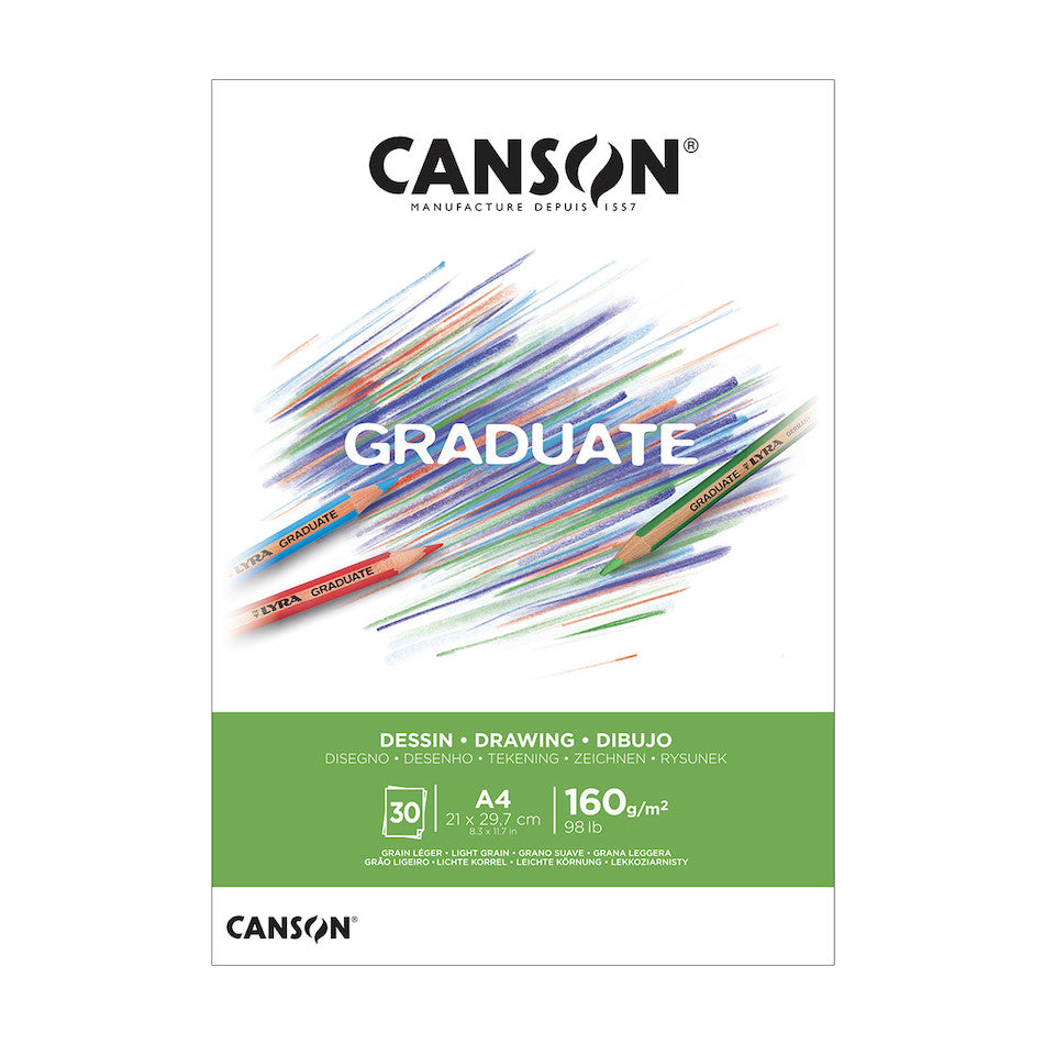 Canson Graduate White Drawing Pad A4 - Premium Sketchbook for Artists, Students & Professionals - Perfect for Sketching, Drawing & Mixed Media Art Projects
