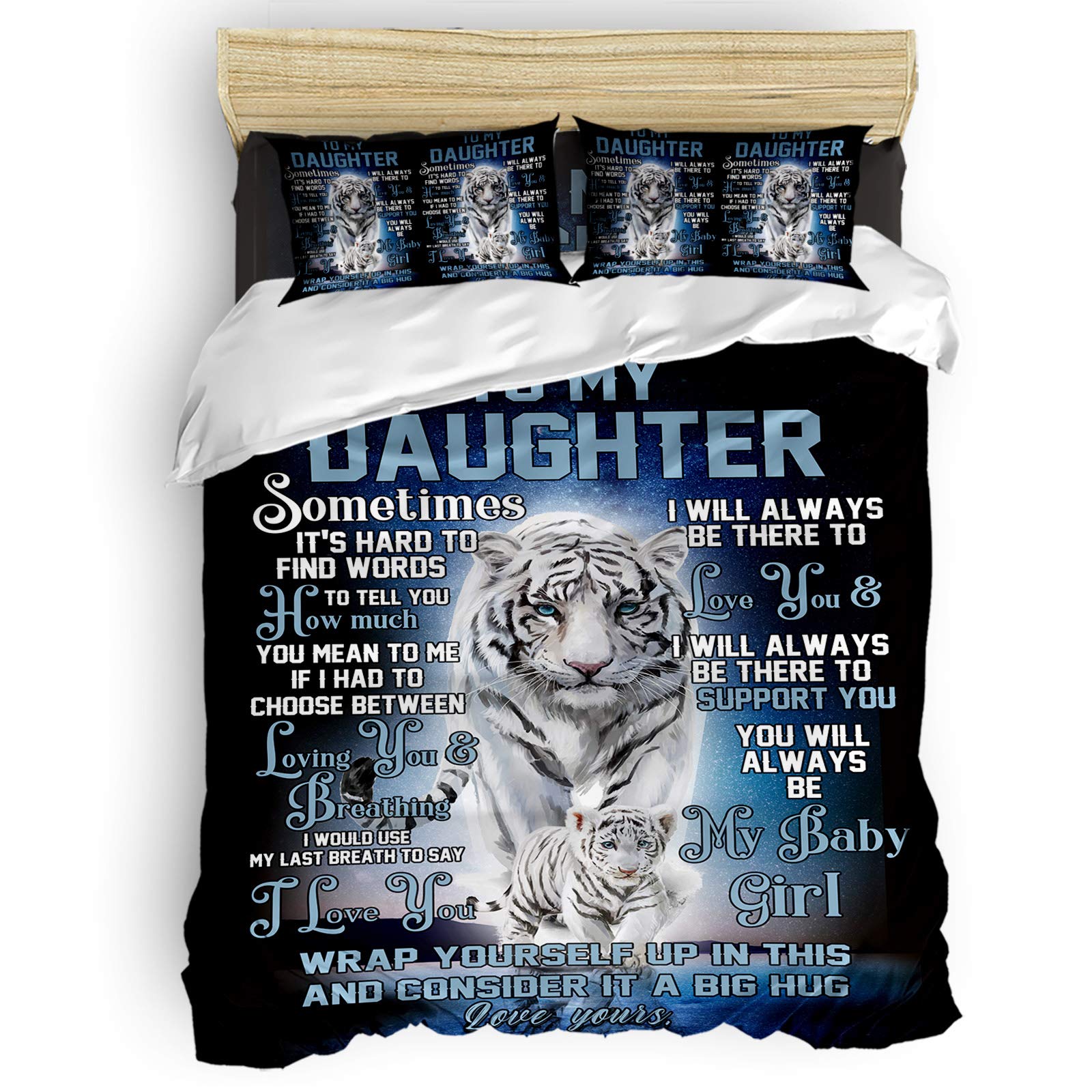Soft Washed Duvet Cover Set with Zipper Closure - Full Size Tiger Print Bedding Collection | Gift for Daughter, Teens Room Decor & Cozy Bedroom Upgrade