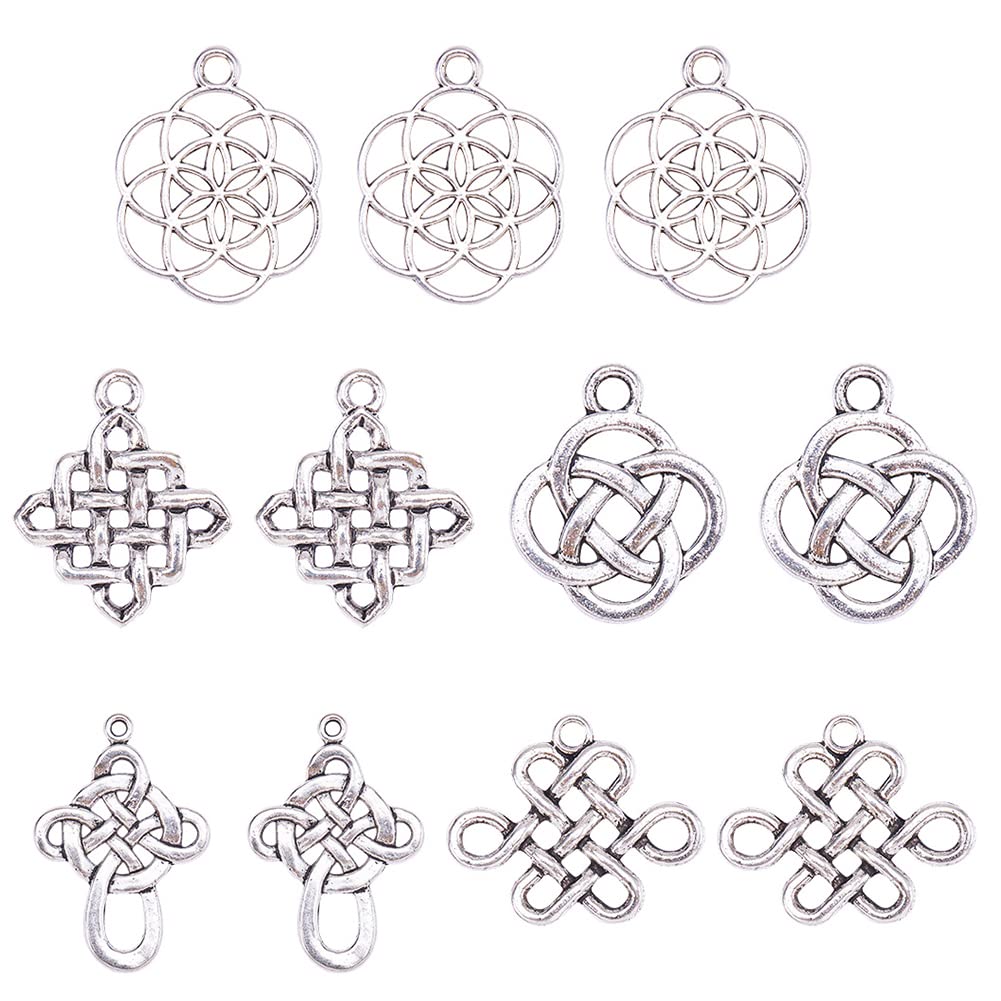 60pcs Celtic Knot Charms - 6 Styles Cross Pendants, Irish Traditional & Tibetan Alloy Charms for DIY Jewelry Making - Perfect for Bracelets, Necklaces, and Home Decor Gifts