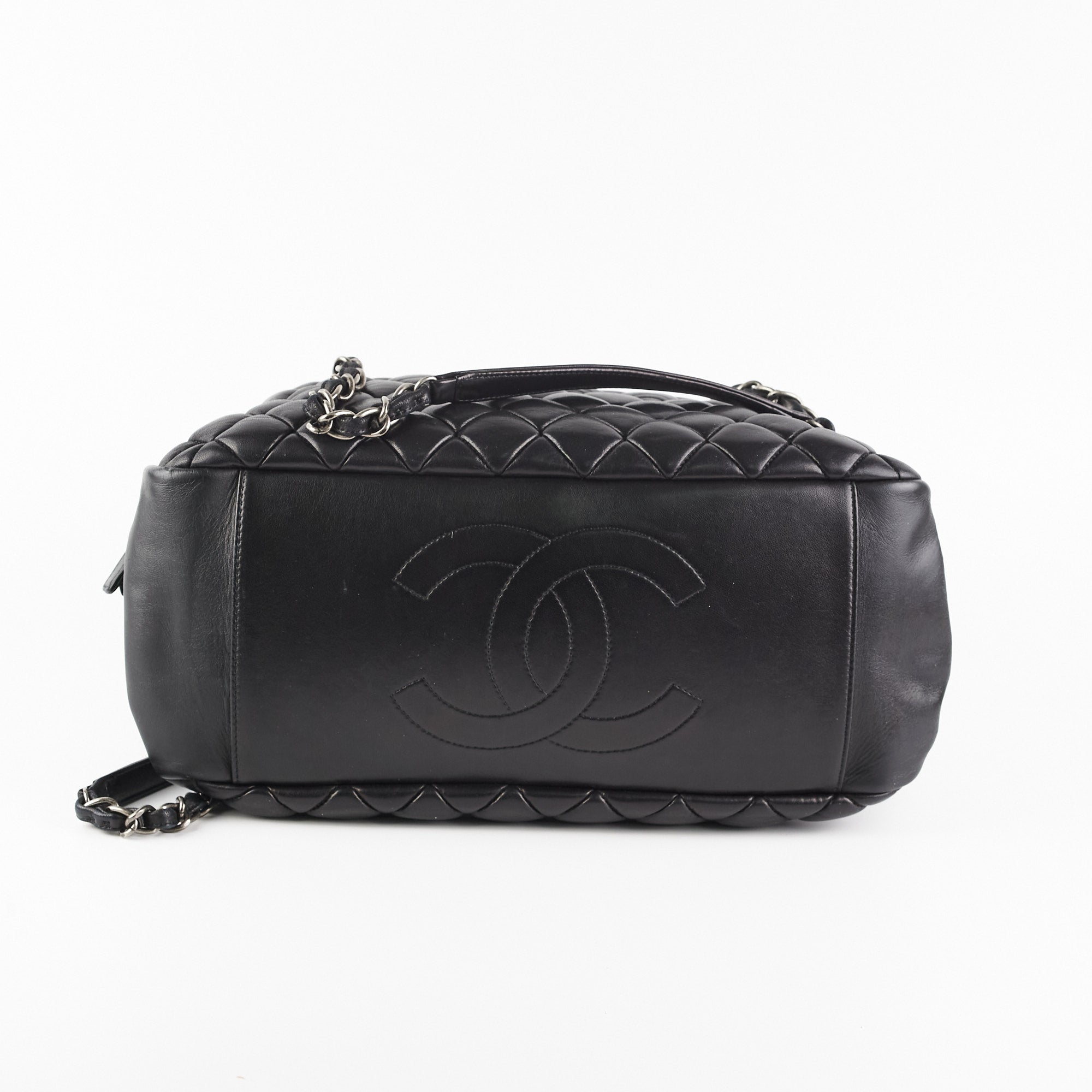 Chanel Quilted Leather Bowling Bag - Classic Black Designer Handbag for Women | Perfect for Work, Travel & Evening Events