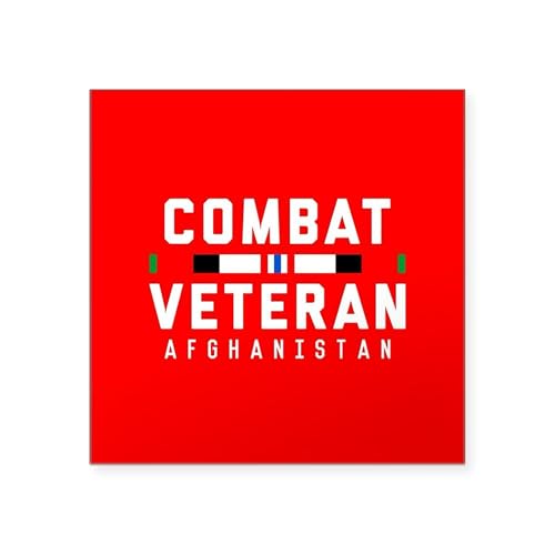 Clear - Combat Veteran Afghanistan Square Sticker 3 X 3