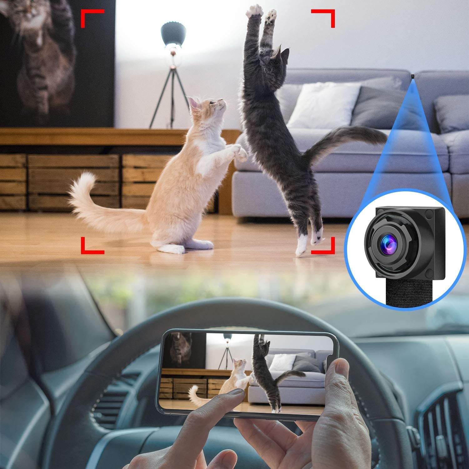 TDW Mini Camera - HD 1080P WiFi Security Camera with Live View & Mobile App | Indoor/Outdoor Surveillance for Home, Office & Baby Monitoring | Small Hidden Camera for Recording & Security