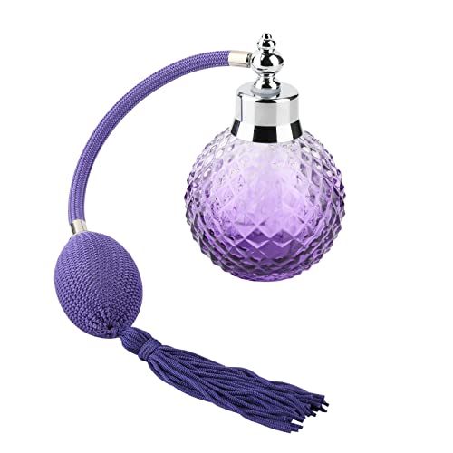 Beautyflier 3.4 Oz Clear Glass Refillable Perfume Bottle with Long Tassel - Gradient Purple Travel Perfume Atomizer for Women, Handbags & On-the-Go Fragrance Refills