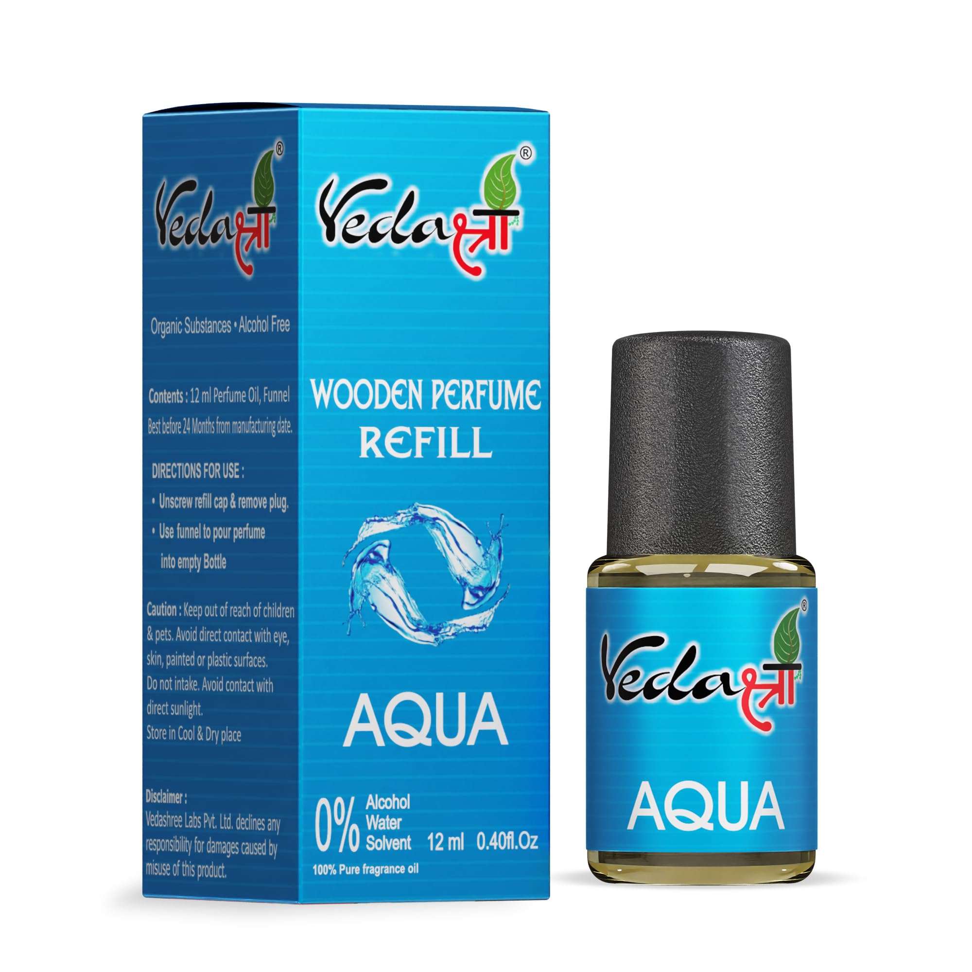 VEDASHREE Premium Wooden Dashboard Car Perfume Refill - Long-Lasting Luxury Aqua Fragrance Air Freshener Oil (12ml) - Perfect for Cars, Offices & Home Décor