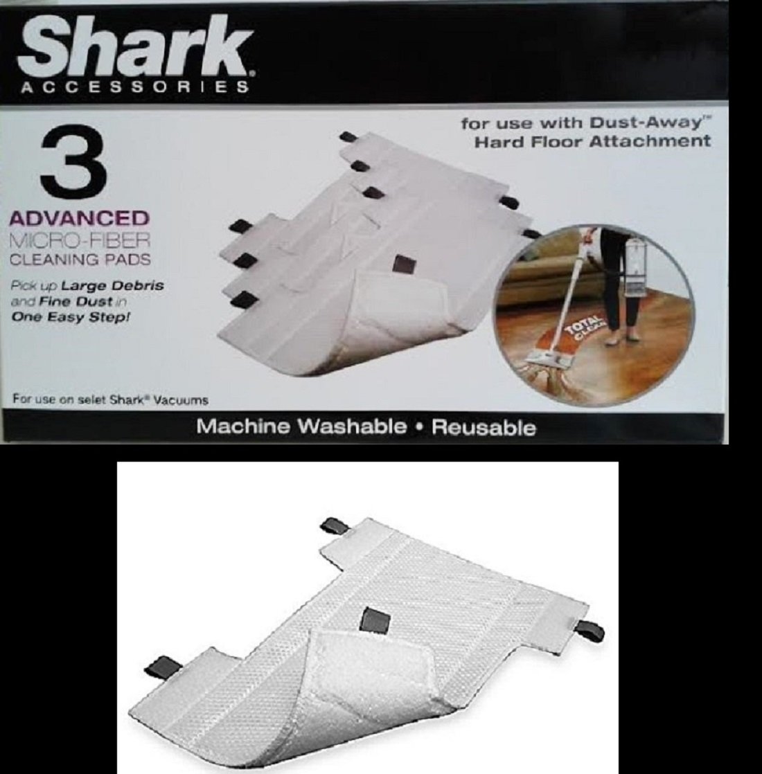 Shark Dust-Away 3-Pack Advanced Micro-Fiber Replacement Pads - Compatible with Rocket, Rotator, Navigator Lift-Away Pro & Ultra Light Stick Vacuums (HV300 Series) - 6 Pads Total - Perfect for Hard Floors & Pet Hair Cleaning