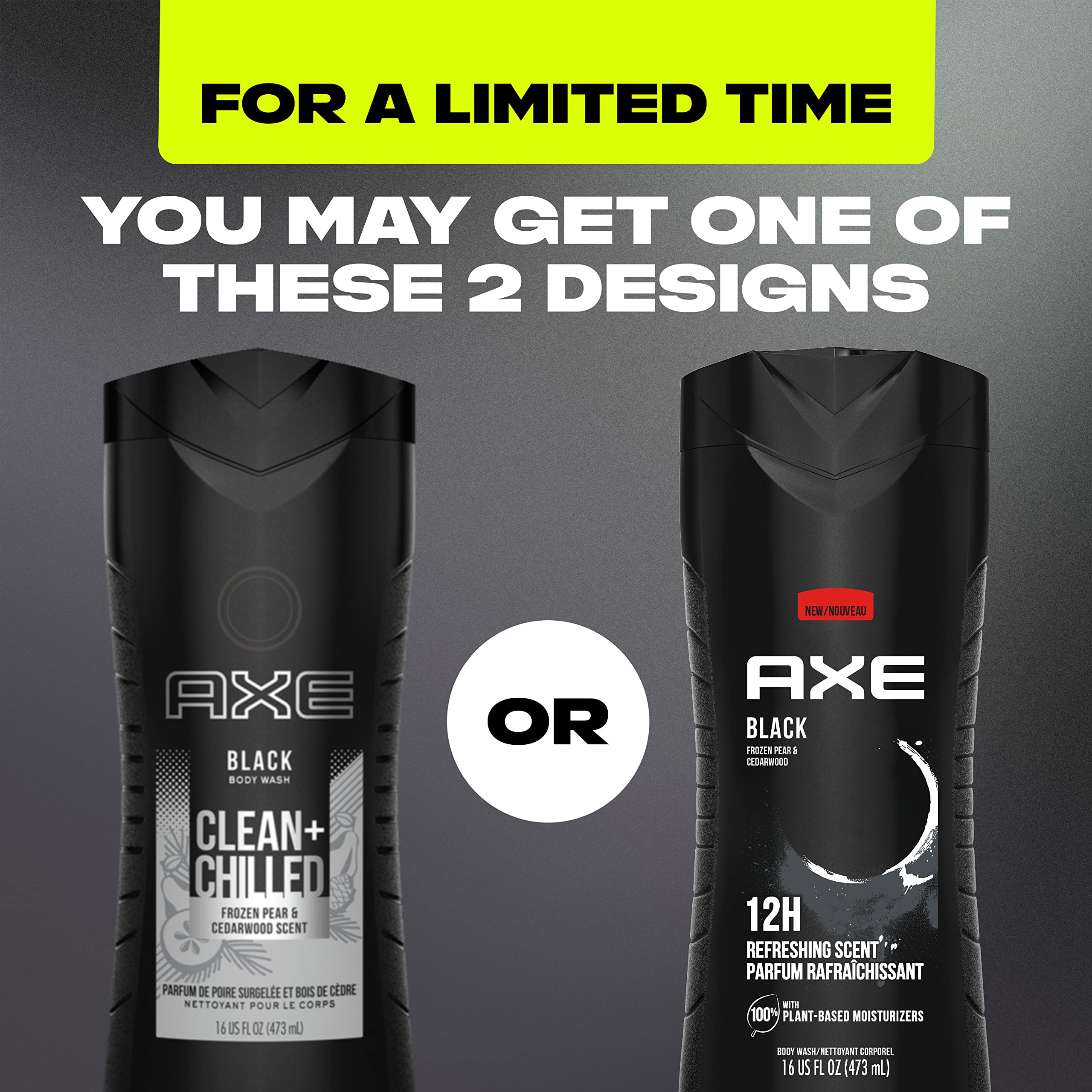 AXE Apollo Men's Body Wash 4-Pack, Long Lasting Freshness with Sage & Cedarwood, 12h Refreshing Scent, Frozen Pear & Cedarwood Cleanser - Perfect for Gym, Travel, and Daily Shower Routine