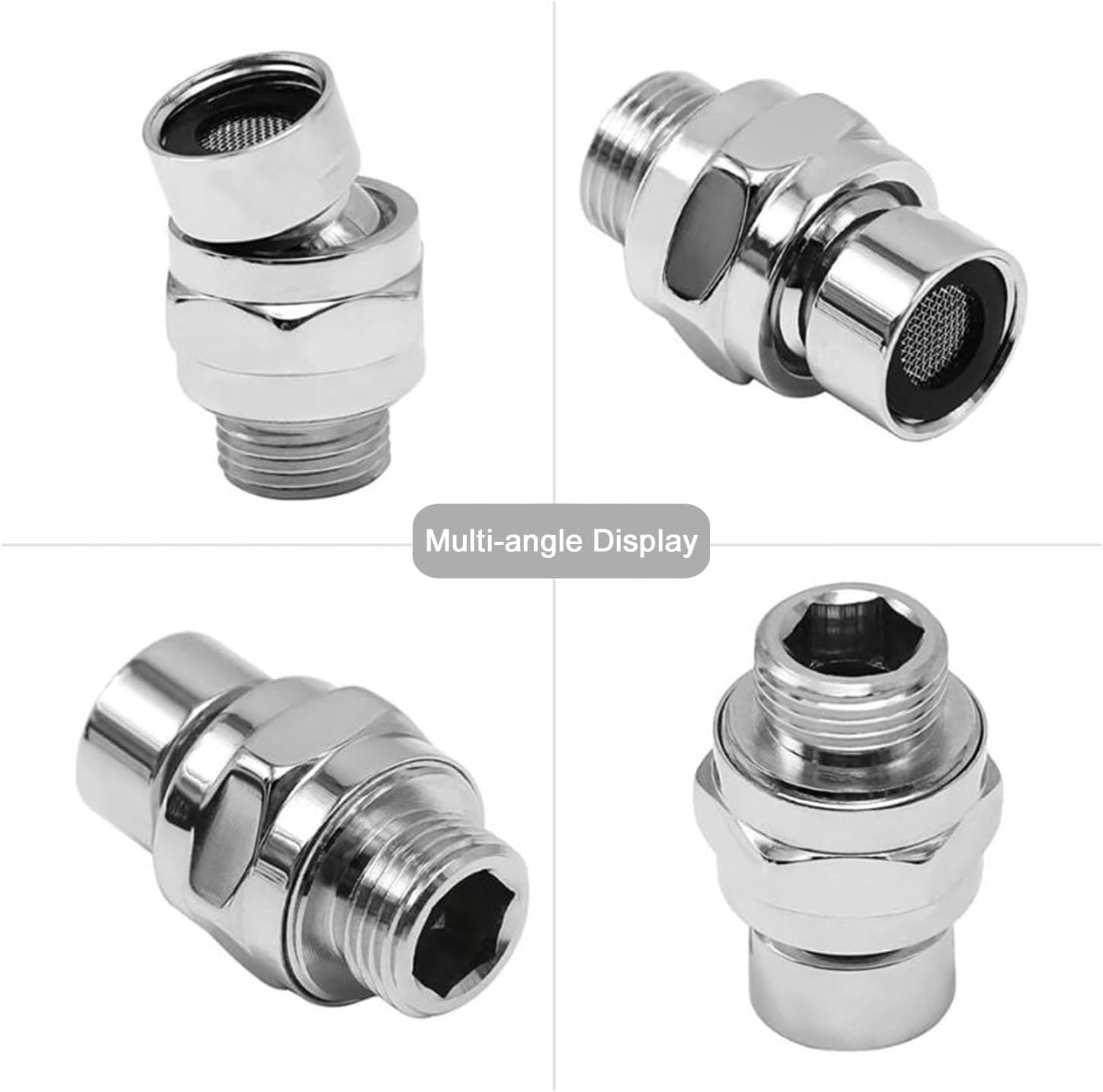 Bestgle G1/2 Adjustable Shower Swivel Ball Joint Adapter - Universal Copper Shower Head Holder & Arm Extension for Bathroom Renovation - Silver (Perfect for Spa-Like Shower Experience & Bathroom Upgrades)