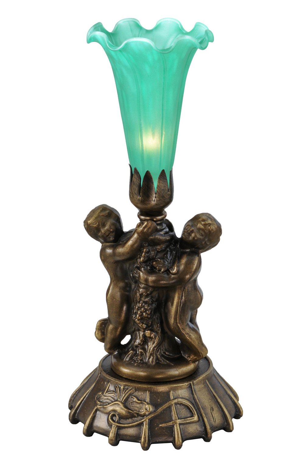 Meyda Tiffany 12002 Twin Cherub Stained Glass Table Lamp - 12 Inch Height - Vintage Home Decor for Living Room, Bedroom & Office - Perfect Gift Idea for Housewarming & Holidays