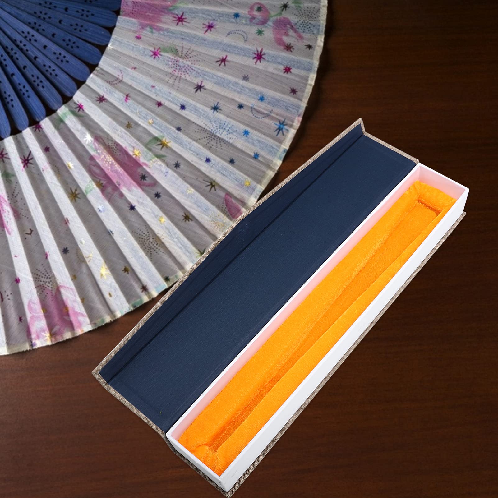 10 Inch Cabilock Handheld Folding Fan Box - Chinese Style Collector's Case with Pouch | Perfect for Fan Collections, Home Decor & Cultural Displays