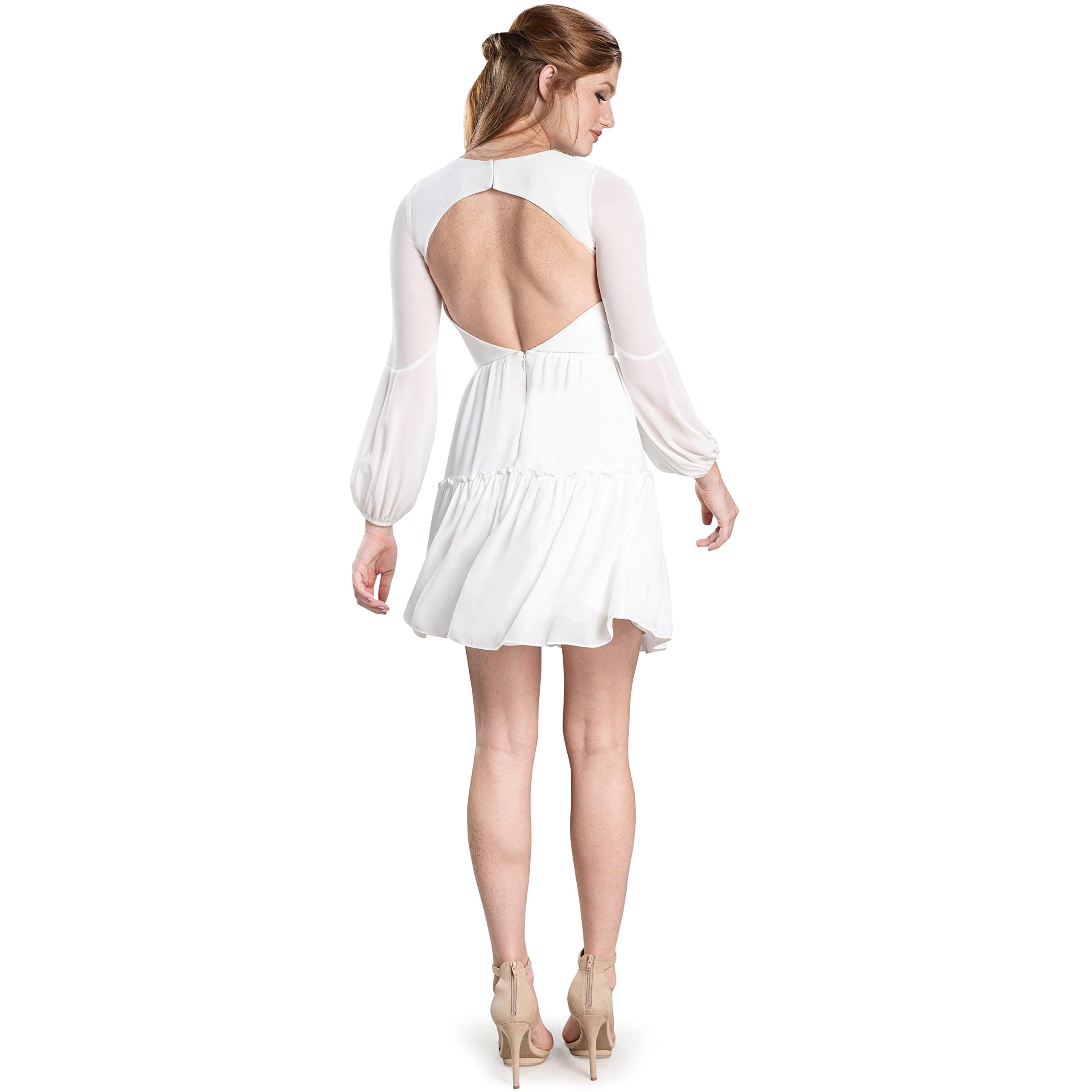 Dress the Population Women's Paola Fit and Flare Mini Dress - Elegant Cocktail Party & Wedding Guest Dress for Women
