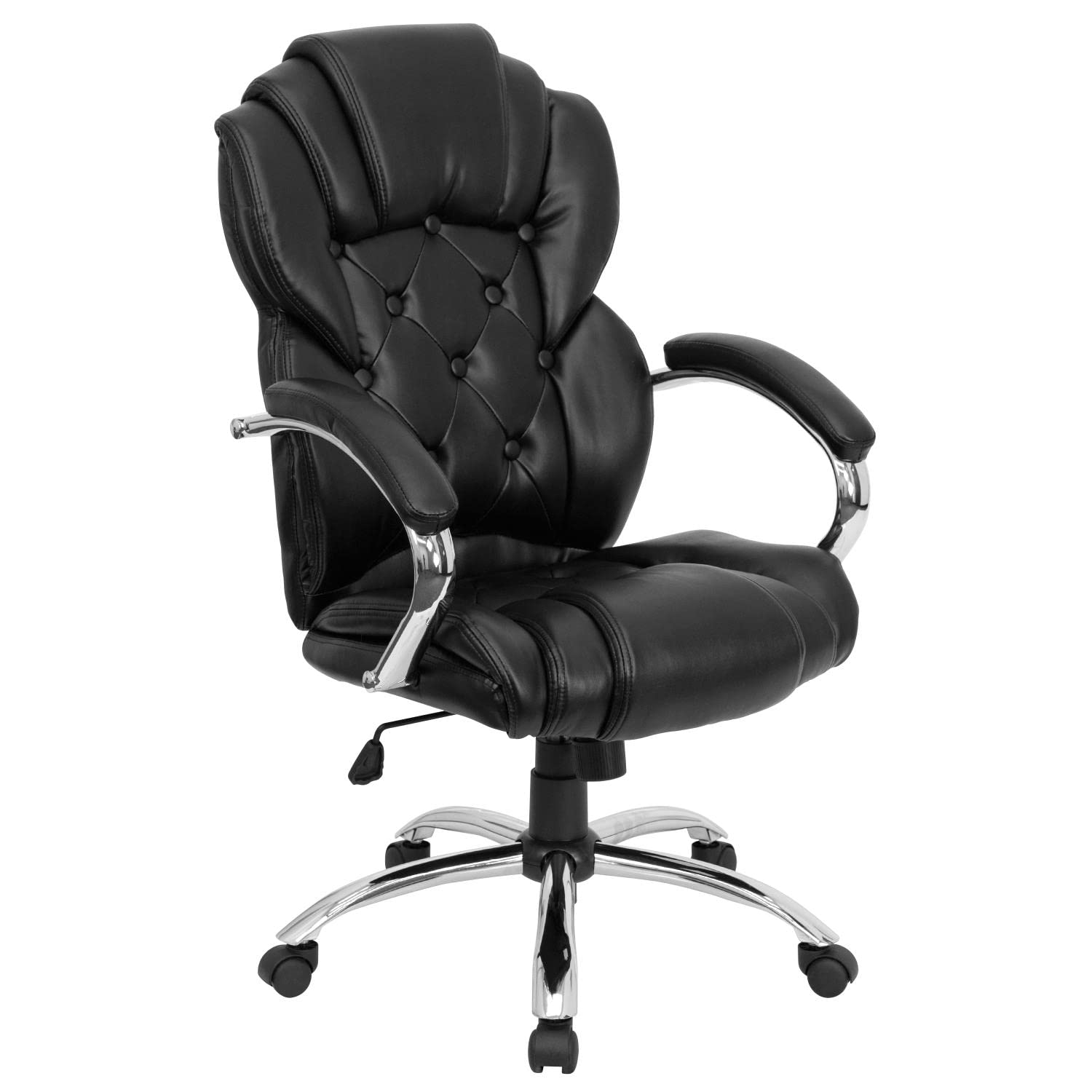 Flash Furniture High Back Transitional Style Black LeatherSoft Executive Swivel Office Chair with Arms - Ergonomic Desk Chair for Home Office, Conference Room & Executive Suites