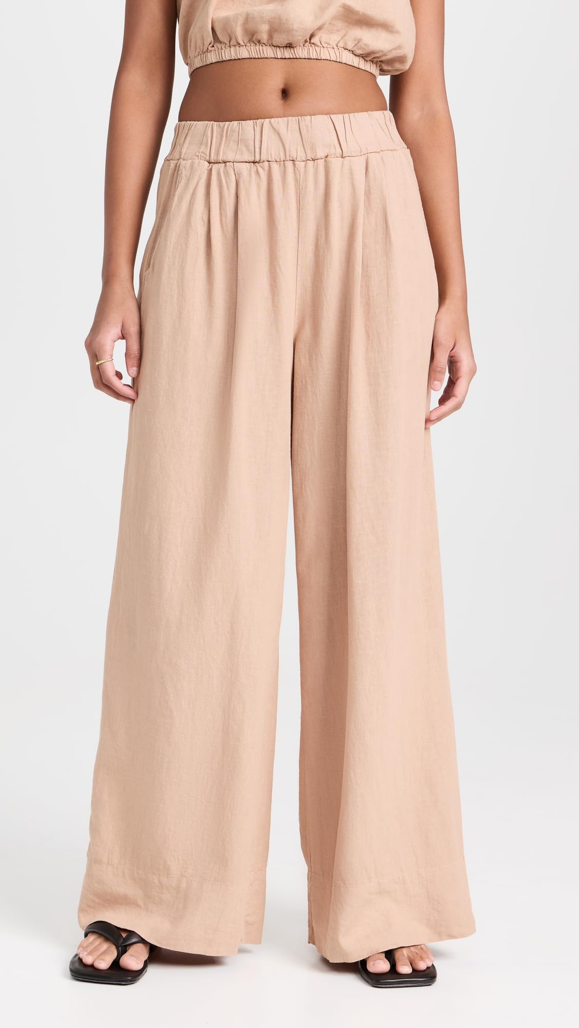 Stylish Women's Linen Wide Leg Pull On Pants - Comfortable & Breathable Summer Trousers for Casual Wear, Office, and Travel