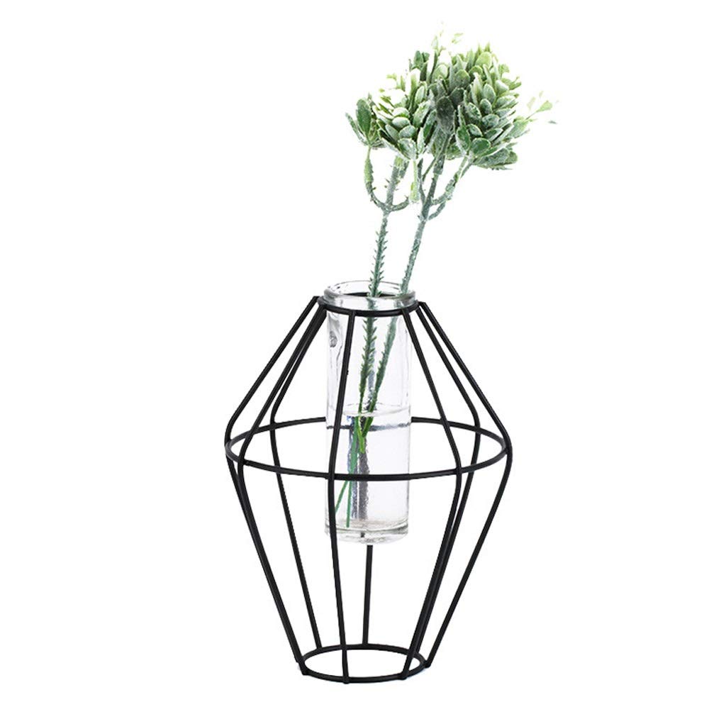 Nordic Style Wrought Iron Test Tube Vase - 7cm Diameter, 18cm Height - Modern Metal Home Decor for Living Room, Bedroom & Office - CJshop Shuttle Vases Collection