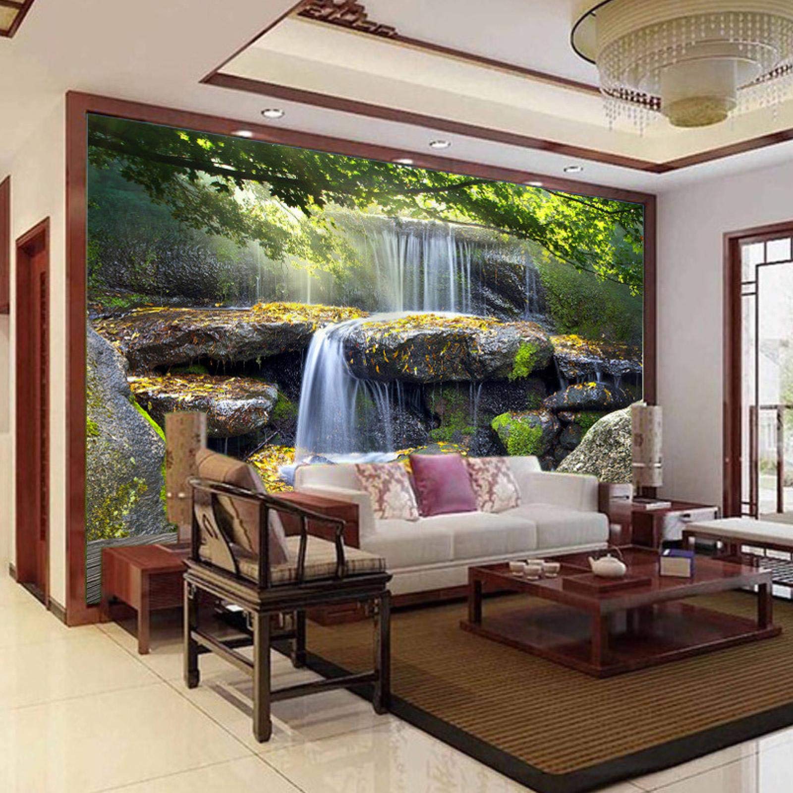 3D Peel and Stick Wallpaper - Mountain Stream Waterfall Landscape Self-Adhesive Wall Mural for Living Room, Bedroom, Office - Large Removable Modern Art Print Home Decor (Perfect for Accent Walls & Home Renovation)