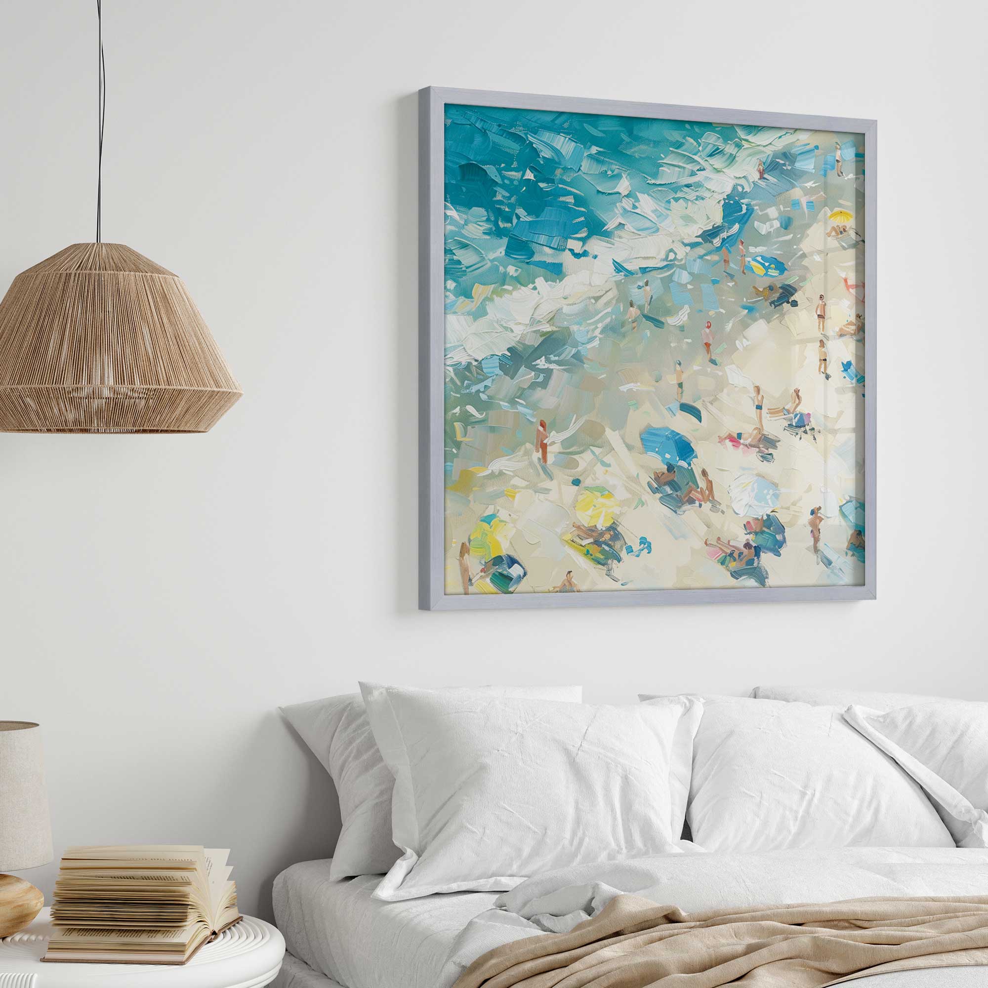 Coastal Harmony Square Print Wall Art - Beach Themed Decor for Living Room, Bedroom & Office - Perfect for Coastal, Nautical & Boho Home Decor Styles