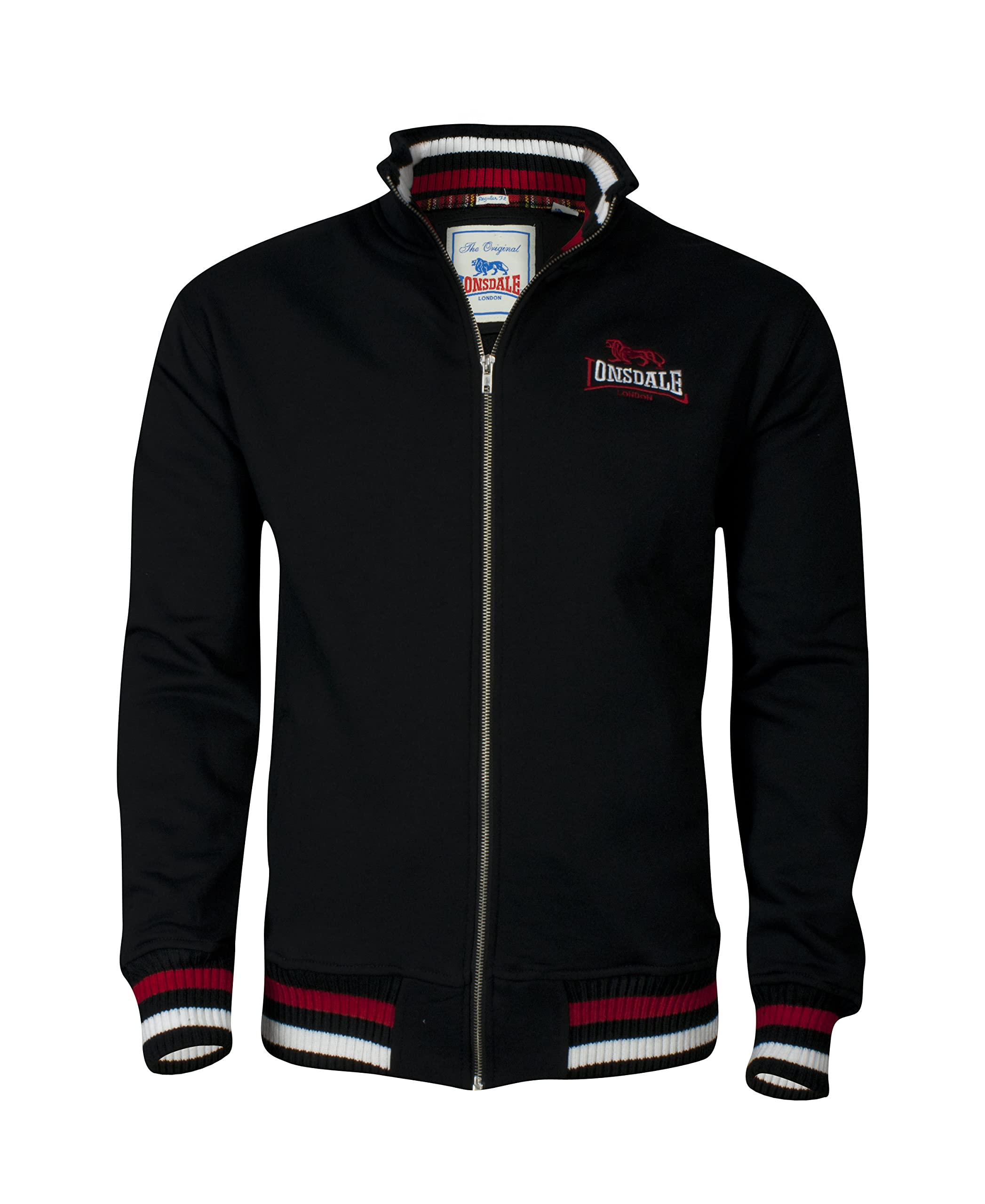 Lonsdale Men's Zip-Up Sweater Dover - Black XXL | Casual & Athletic Wear for Gym, Running & Outdoor Activities