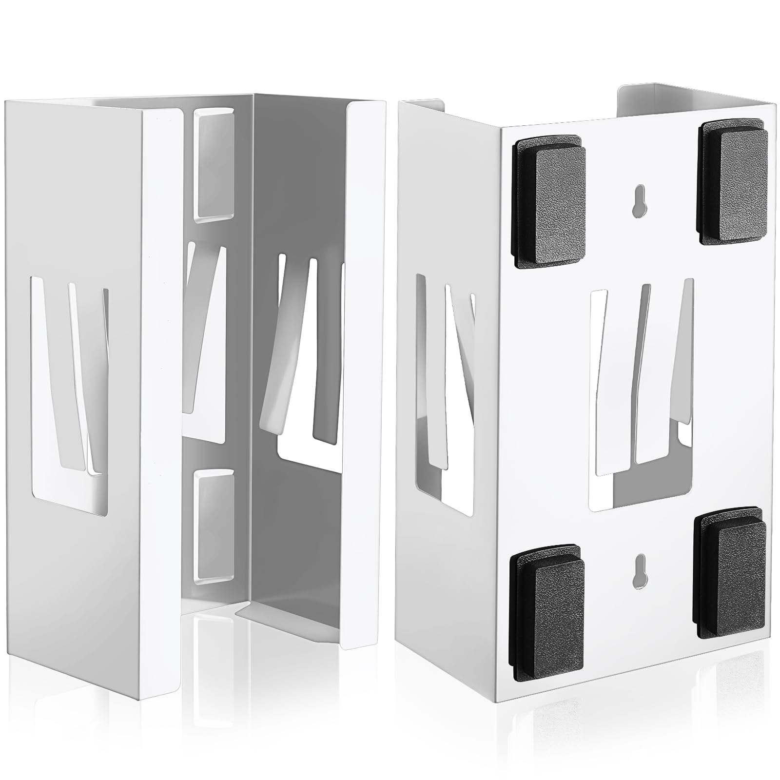 Lounsweer 2 Pack Magnetic Glove Dispenser Holders - Commercial Quality Glove & Towel Organizer for Kitchen, Fridge, Office, Workshop, Garage, Hospital - Wall Mount White Storage Box (Perfect for Sanitary Glove Storage & Easy Access)