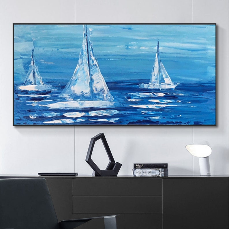 Blue Ocean Sailing - Premium Nautical Decor for Coastal Homes & Beach Houses | Perfect for Living Room, Bedroom, or Office Wall Art