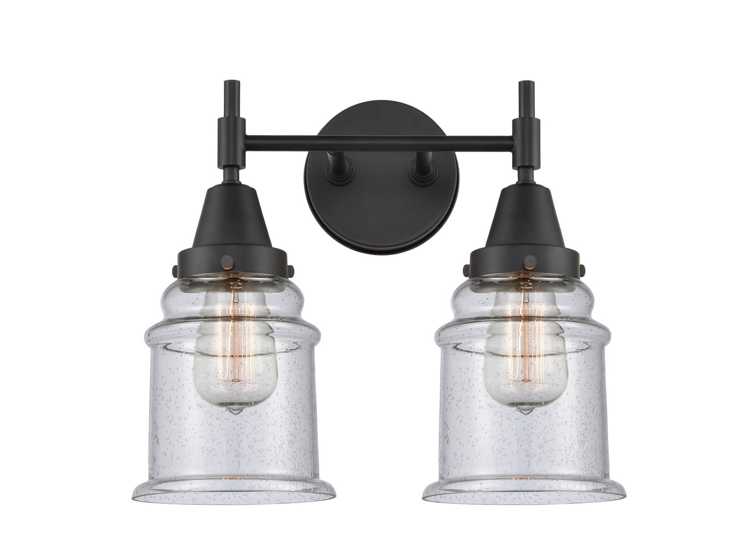 Innovations 447-2W-BK-G184-LED Black Transitional LED Bathroom Vanity with Mirror - Modern Lighting for Bathroom Makeup & Grooming