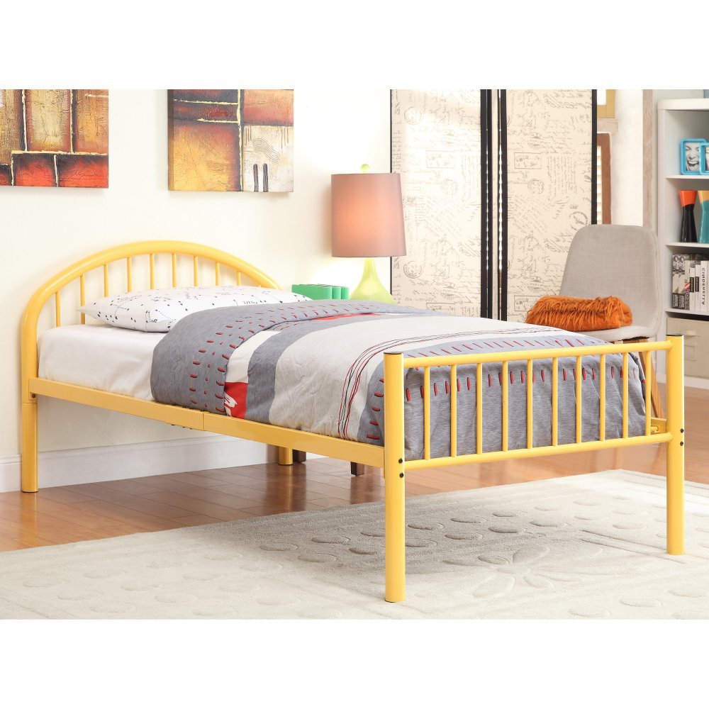 Furniture of America Tori Metal Youth Bed - Full Size Orange Metal Frame for Kids & Teens - Perfect for Bedrooms, Dorms & Guest Rooms