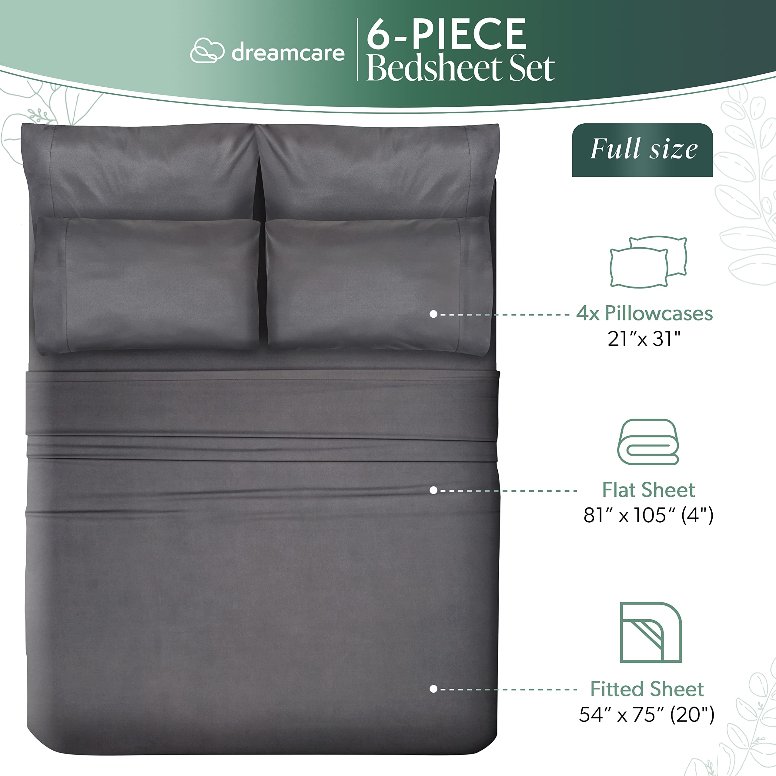 Premium 100% Eucalyptus Lyocell Full Size Sheet Set - 6 Piece Cooling Bed Sheets with Deep Pockets & Side Pockets for Hot Sleepers | Breathable, Soft & Hypoallergenic | Perfect for Summer Nights, Guest Rooms & Luxury Bedding