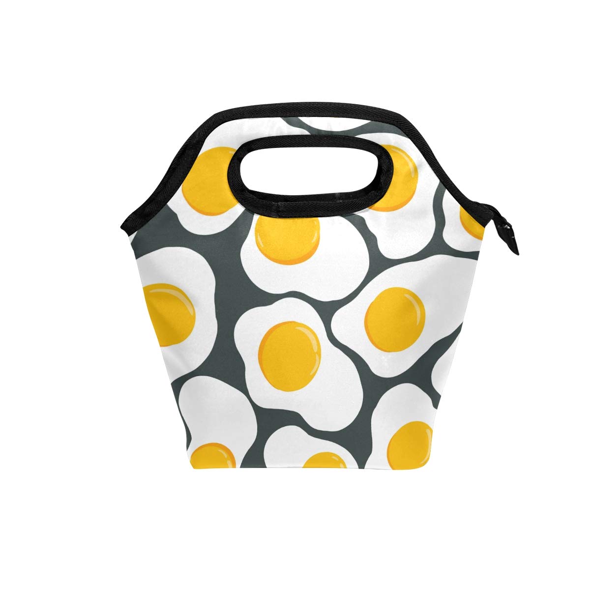 Insulated Zipper Lunch Bag Cooler Tote for Adults & Kids - Fried Eggs Design | Leakproof Meal Prep Bag for School, Office, Picnics & Outdoor Activities