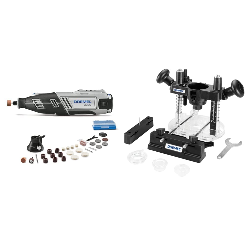 Dremel 8220-1/28 12V Max Cordless Rotary Tool Kit with 28 Accessories & 335-01 Plunge Router Attachment - Compact Lightweight Rotary Tool for DIY Crafts, Wood Carving & Home Repair Projects