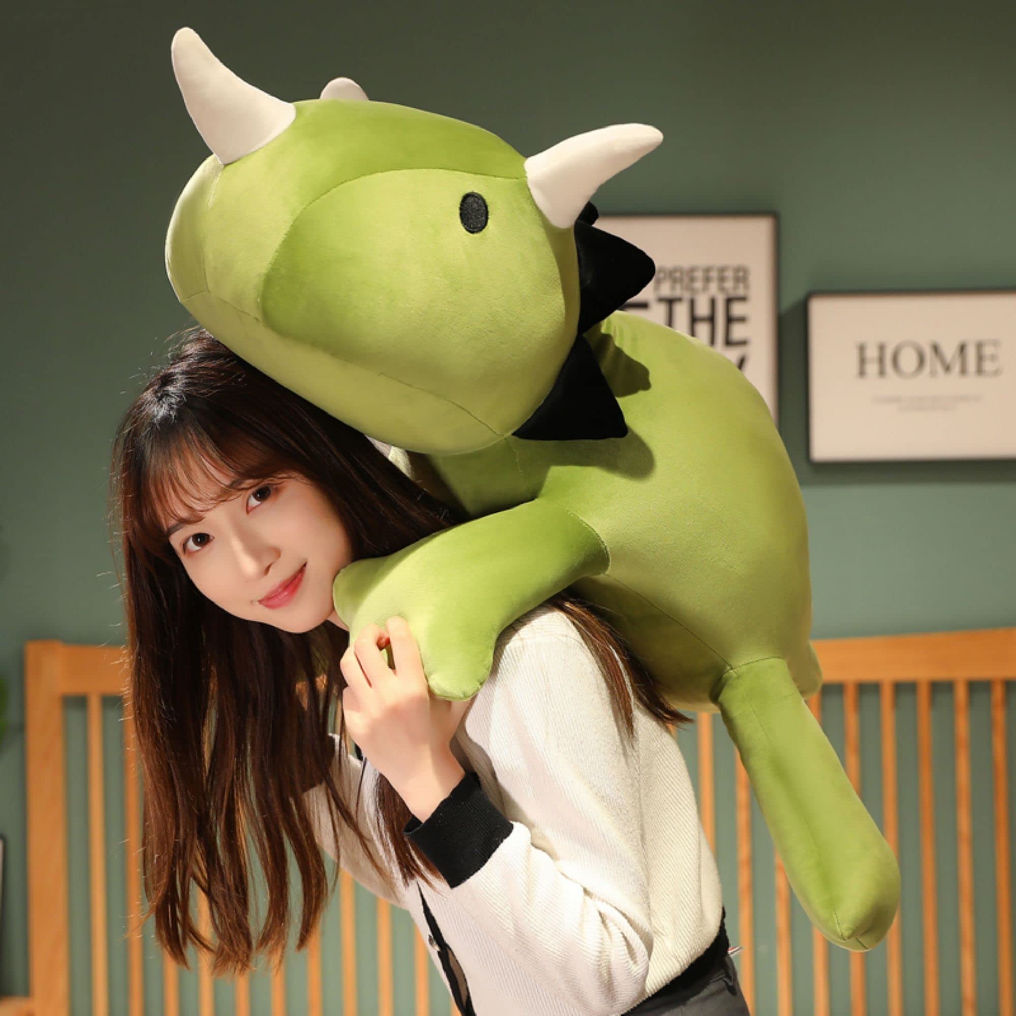 Weighted Dinosaur Plush Toy - 3.1 lbs Anxiety Relief Stuffed Animal for Kids & Adults, 23.6 Inch Green Dino Throw Pillow - Perfect for Stress Relief, Sensory Therapy, and Cozy Home Decor
