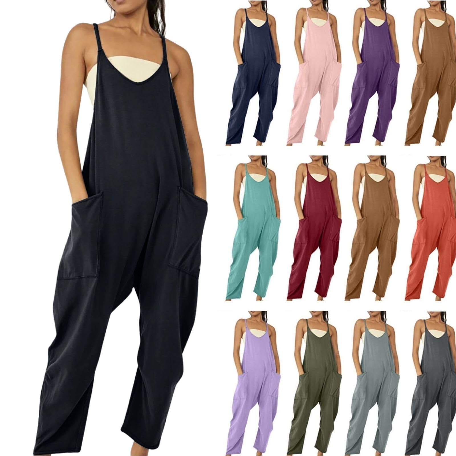 Women's Summer Jumpsuit - Sleeveless Romper with Pockets for Casual Outings