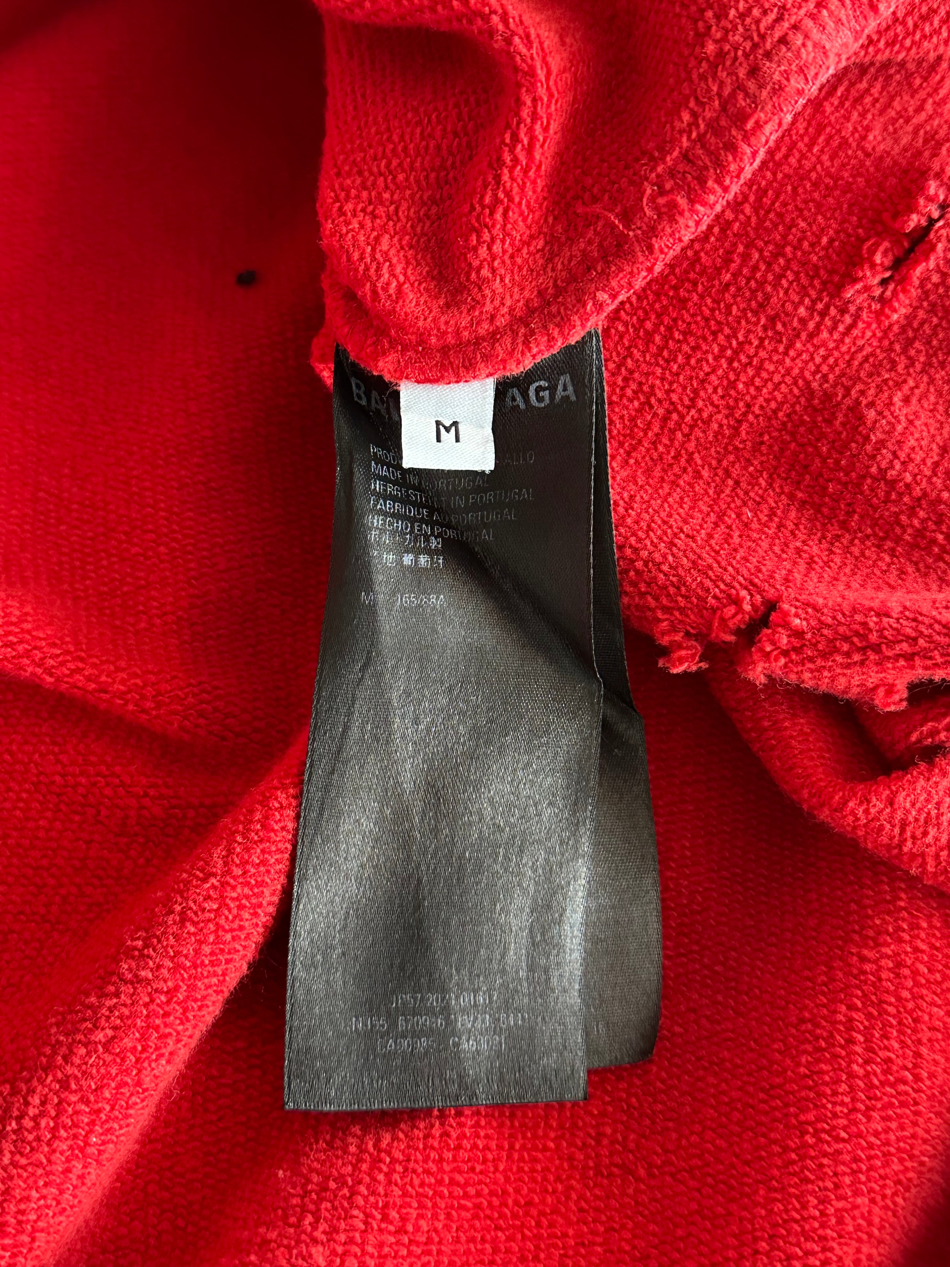 Balenciaga Red & Pink BB Logo Distressed Hoodie - Streetwear Fashion for Men & Women | Perfect for Casual Outfits, Urban Style & Night Out
