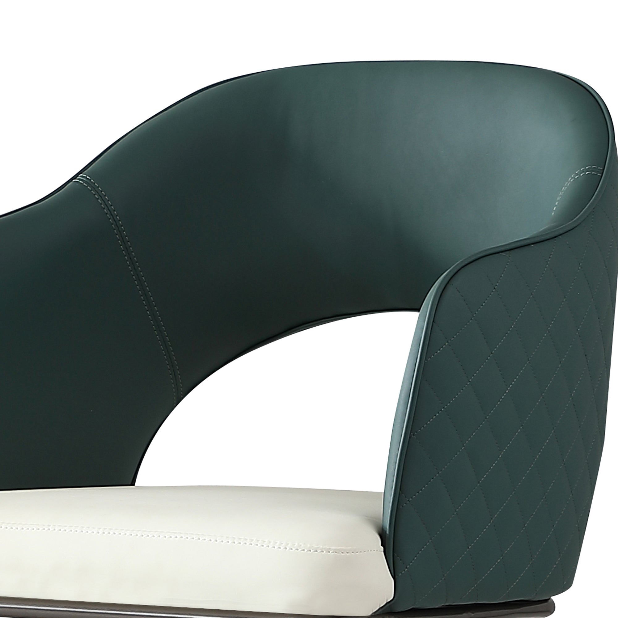 Modern Faux Leather Dining Chairs Set of 2 - Metal Legs, Green Upholstered Kitchen & Dining Room Chairs for Home, Restaurant, or Office Use