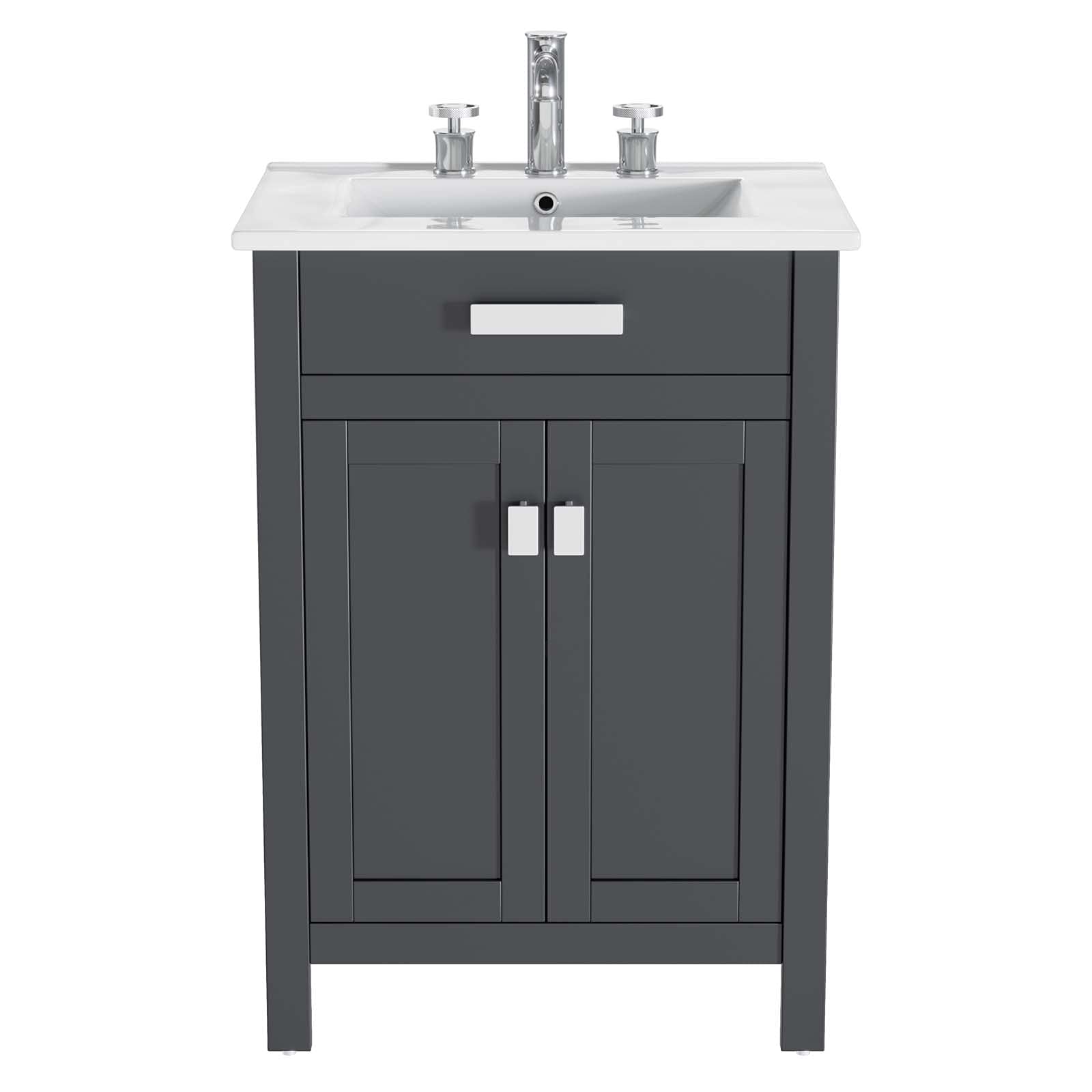 Modern Wood Sink Vanity Cabinet in Grey, White - Contemporary Bathroom Storage for Hotel, Bedroom & Master Suite - Perfect for Small Spaces & Luxurious Bathroom Upgrades
