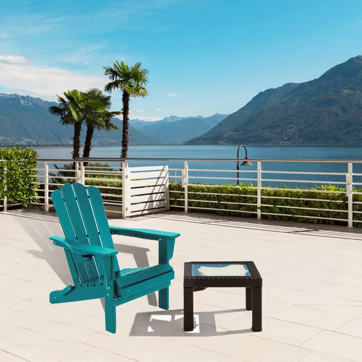 Extra Large Blue Folding Adirondack Chairs - HDPE Weather-Resistant Outdoor Patio Furniture for Deck, Backyard, Lawn & Garden - Perfect for Campfires, Poolside Relaxation & Outdoor Gatherings