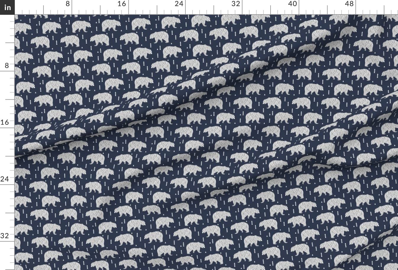 Geo Bear Geometric Kids Nursery Fabric - Triangle Bears Wilderness Print on Upholstery Velvet by The Yard | Home Decor, Boys Room, DIY Apparel & Craft Projects