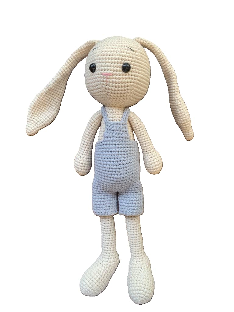 Handmade Blue Bunny Boy Crochet Plush Doll - Soft Amigurumi Stuffed Animal Toy for Babies & Toddlers | Perfect Baby Shower Gift, Nursery Decor, Easter Present & Cuddly Companion for Kids