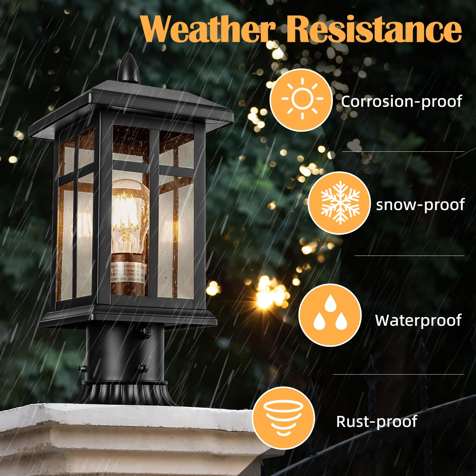 2 Pack Dusk to Dawn Outdoor Post Lights - Black Waterproof Pier Mount Electric Pole Lights for Yard, Driveway, Pathway - Perfect for Landscape Lighting, Garden Decor & Home Security