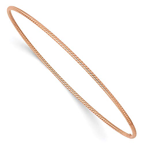 14K Rose Gold 1.5mm Twist Slip-On Bangle Bracelet for Women - Elegant Stackable Jewelry for Everyday Wear, Parties & Special Occasions