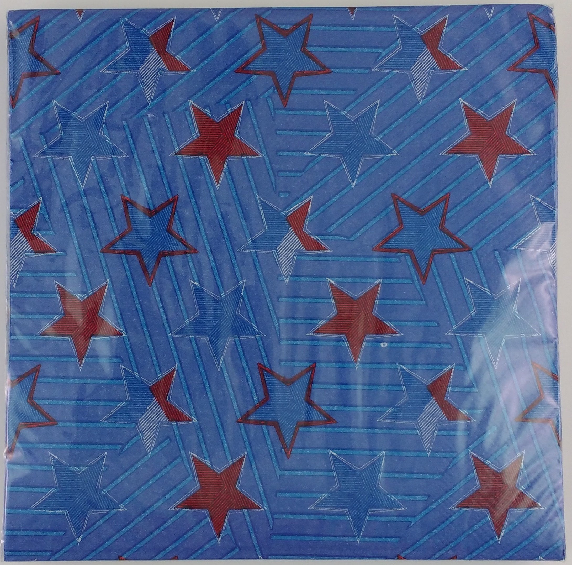 American Flag or Stars-on-Blue Patriotic Paper Napkins 6.5x6.5 Inch - 20 Pack for BBQs, Picnics, 4th of July Parties & Patriotic Events